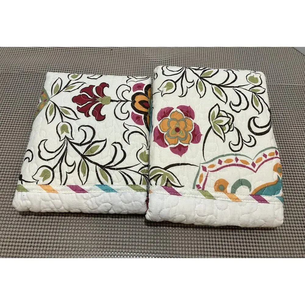 Greenland Home Fashions Quilted Pillow Shams Set of 2 Floral Striped Standard